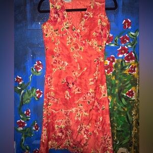 Tommy Bahama Floral Orange Sleeveless Dress